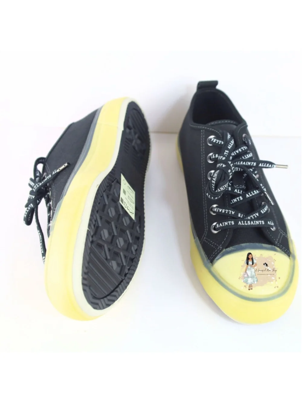 All Saints Jaxon Low Top Canvas Men Sneakers Black Size 9- 0126